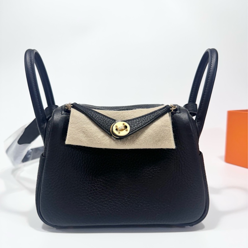 愛馬仕 全新 MiniLindy 2代 黑金 K刻-0