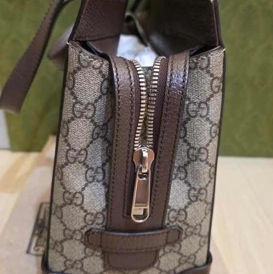 GUCCI男士手提包 老花帆布配皮革-3