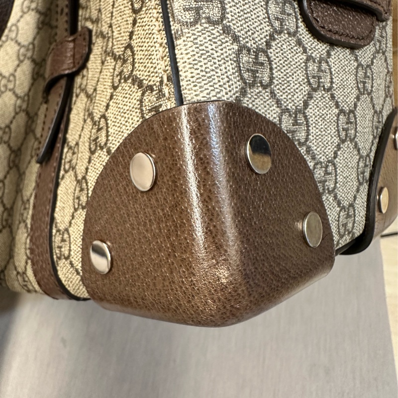 GUCCI男士手提包 老花帆布配皮革-14