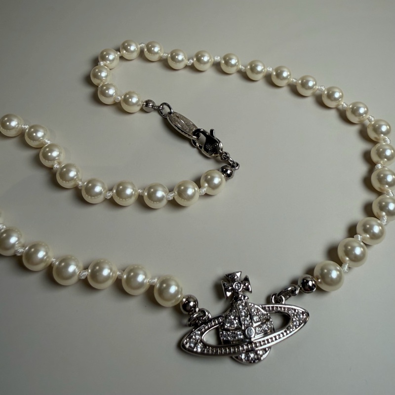 Vivienne Westwood🪐Mini Bas Relief 經典 珍珠項鍊 吊墜 耳環-4