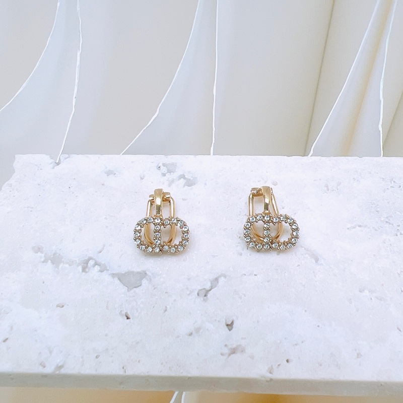 Dior clair d lune CD水鑽金色耳夾/耳環-0