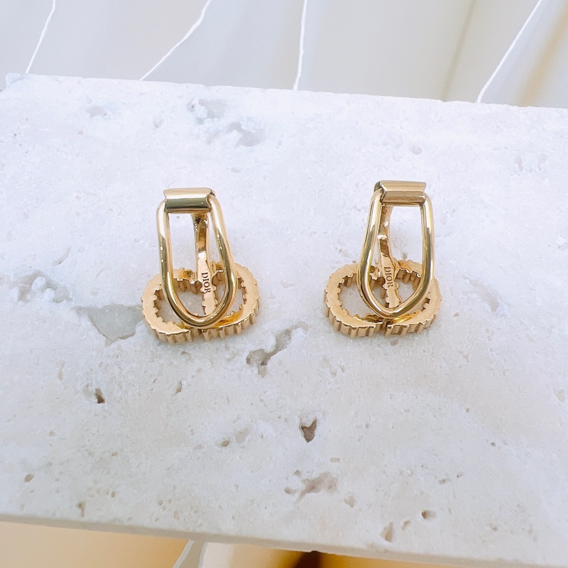 Dior clair d lune CD水鑽金色耳夾/耳環-2