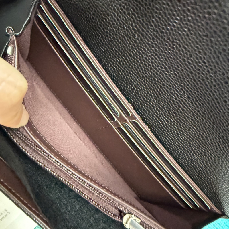 香奈兒。Chanel 荔枝皮經典長夾。銀-3