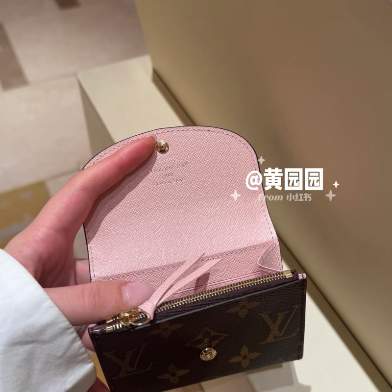 LV老花櫻花粉對夾、零錢包-8