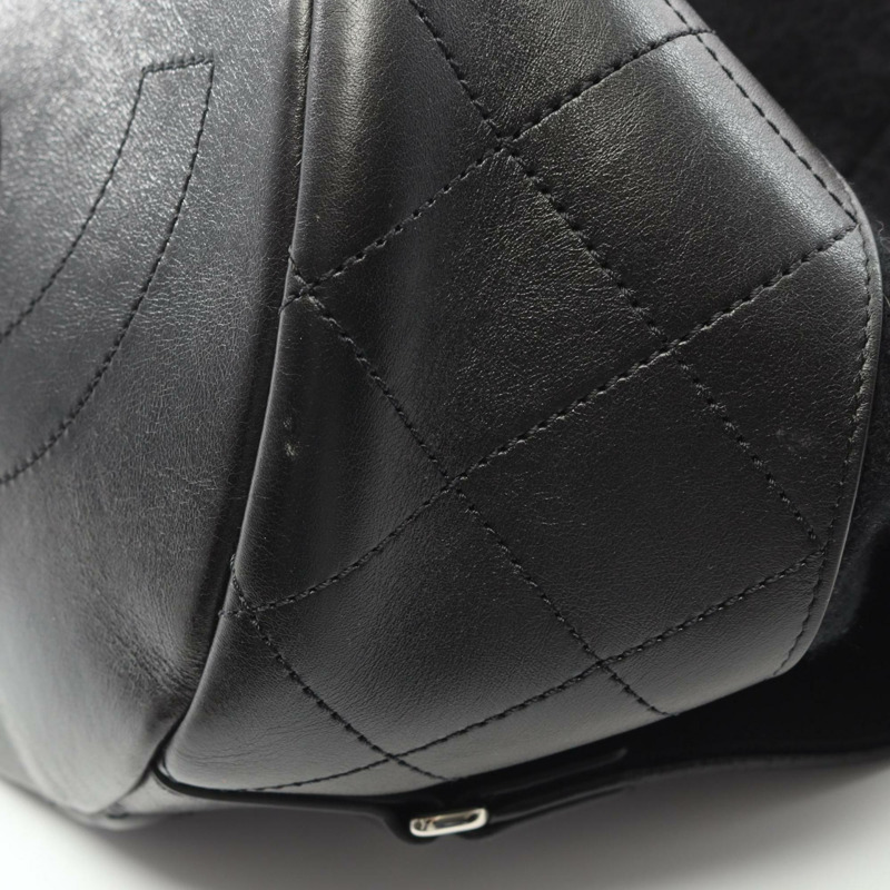 香奈兒羊毛皮革刺繡肩背包，女士，黑色，A57540-7