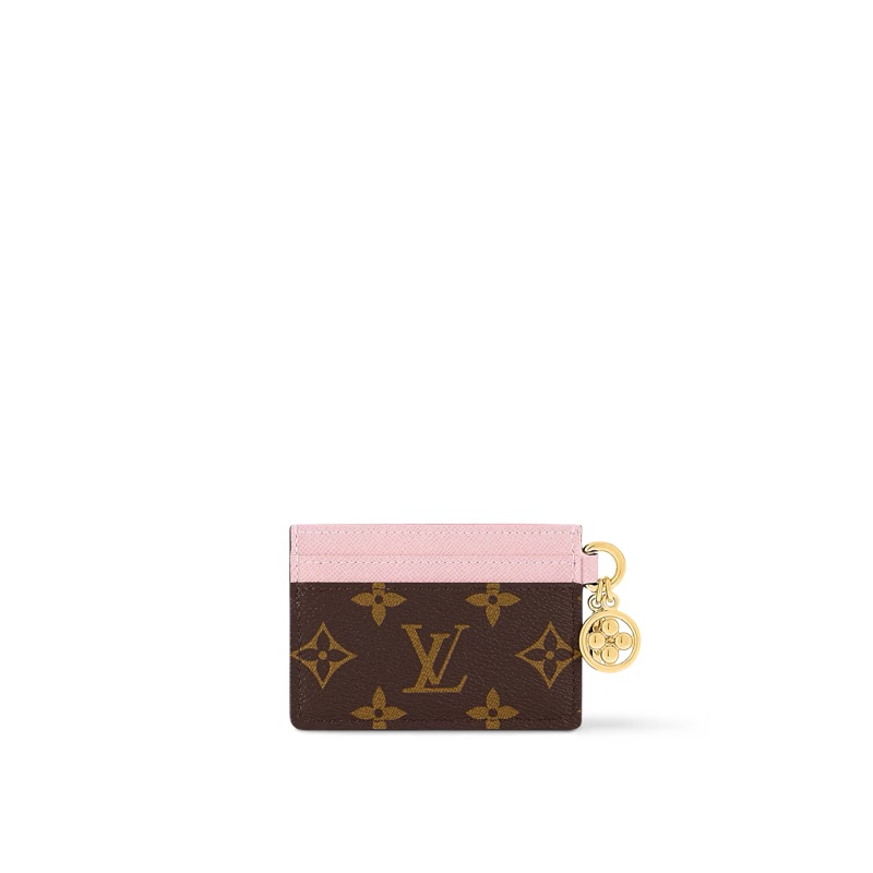 LV。名片夾。老花櫻花粉雙色。-1