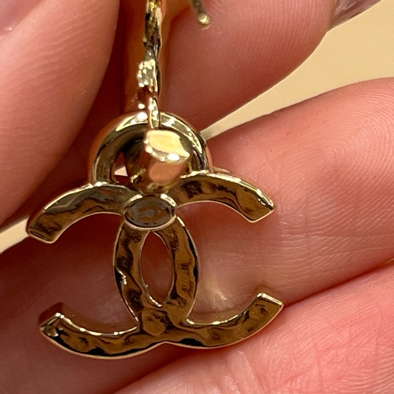 Chanel 23P愛心雙C吊墜耳環 金色-4