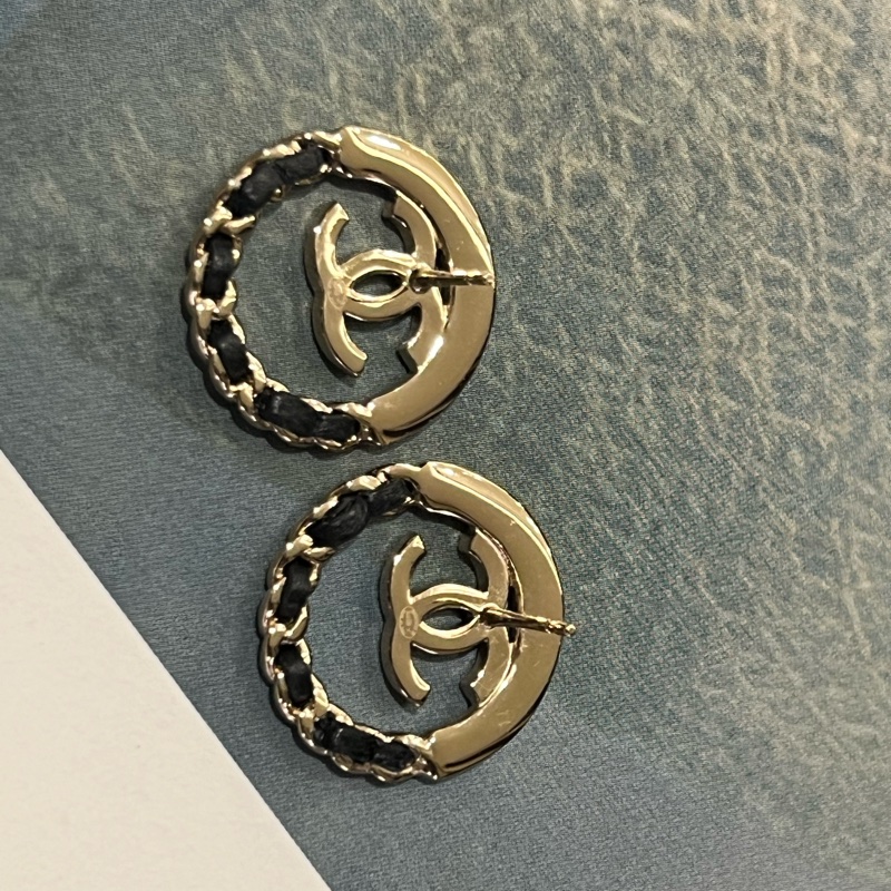 Chanel 22P 皮穿練耳環金色-3