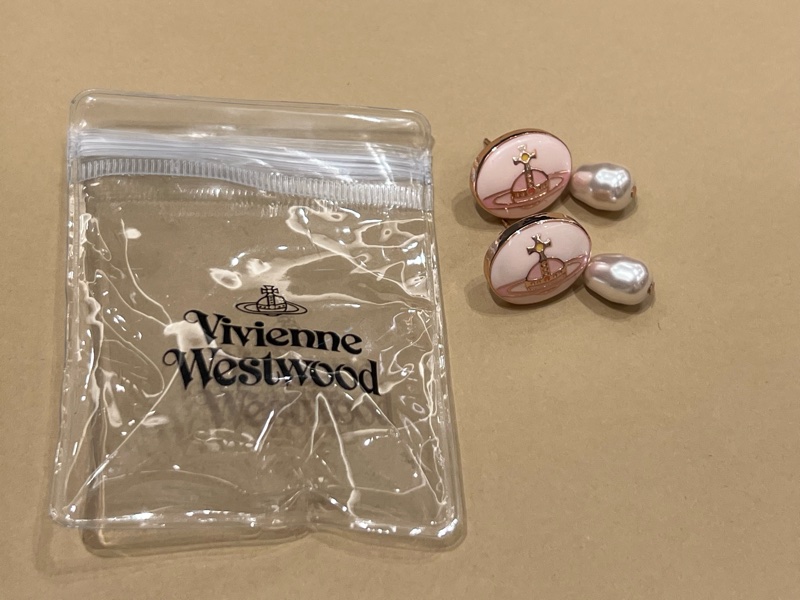 Vivienne Westwood淡粉色搪瓷珍珠耳環🪐-6