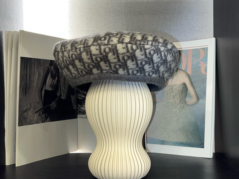 Dior 雙面羊毛貝雷帽 灰色-3