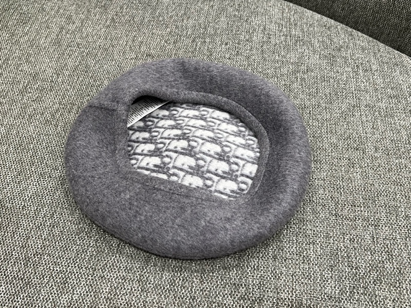 Dior 雙面羊毛貝雷帽 灰色-6