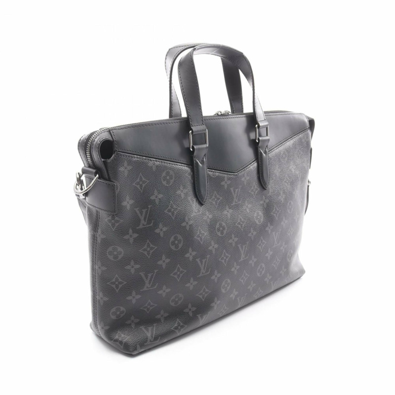 路易威登 Explorer Monogram Eclipse 公事包，男士黑色塗層帆布和皮革商務包，型號 M40566-1