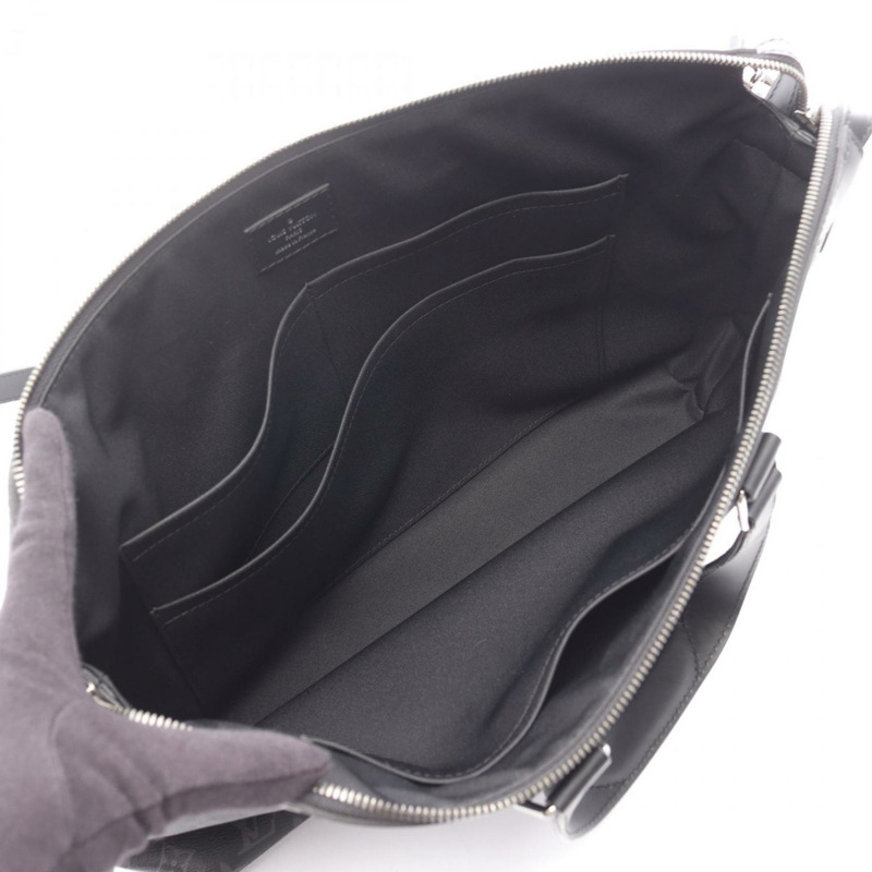 路易威登 Explorer Monogram Eclipse 公事包，男士黑色塗層帆布和皮革商務包，型號 M40566-2