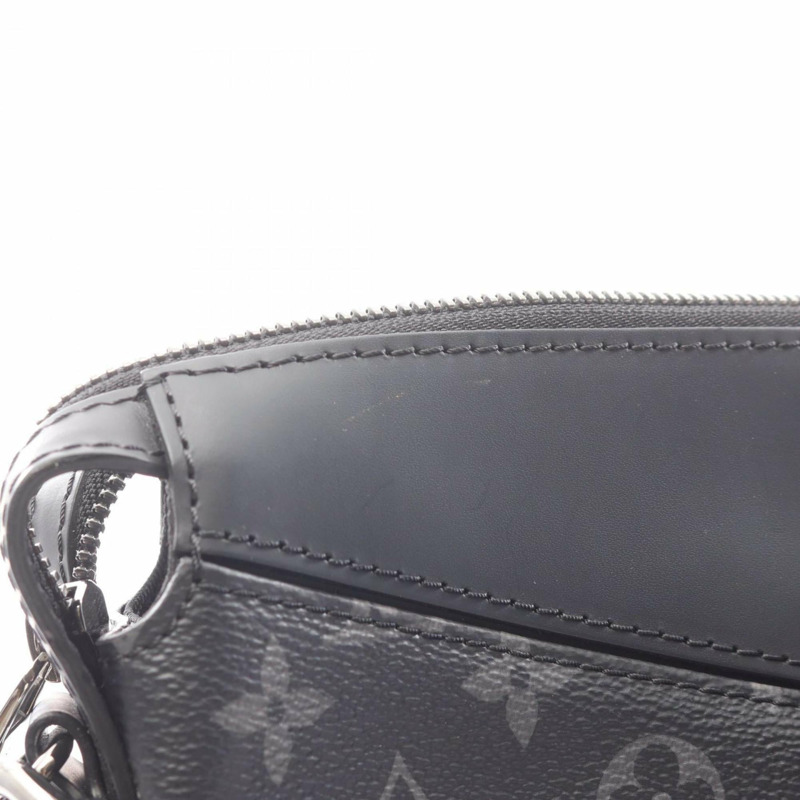 路易威登 Explorer Monogram Eclipse 公事包，男士黑色塗層帆布和皮革商務包，型號 M40566-6