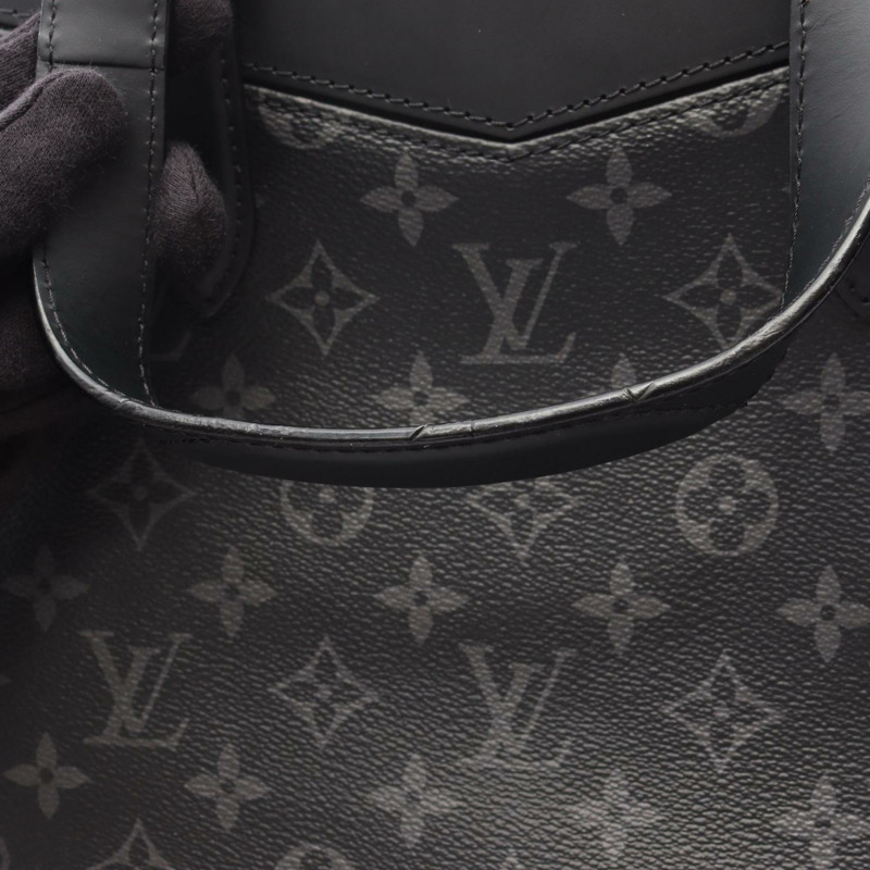 路易威登 Explorer Monogram Eclipse 公事包，男士黑色塗層帆布和皮革商務包，型號 M40566-9