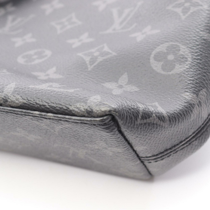 路易威登 Explorer Monogram Eclipse 公事包，男士黑色塗層帆布和皮革商務包，型號 M40566-10