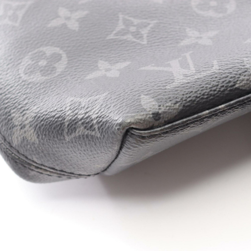 路易威登 Explorer Monogram Eclipse 公事包，男士黑色塗層帆布和皮革商務包，型號 M40566-11