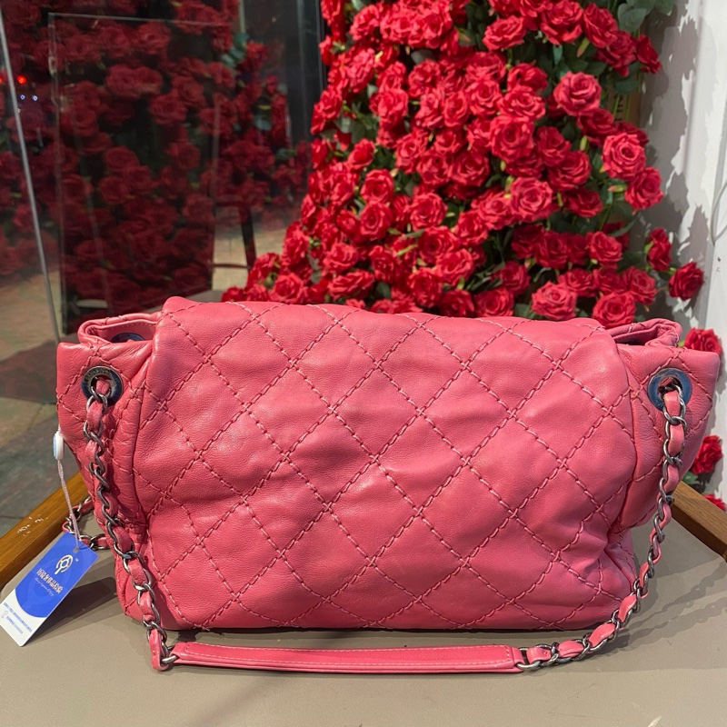 chanel 紅色翻蓋cf鏈條包-1