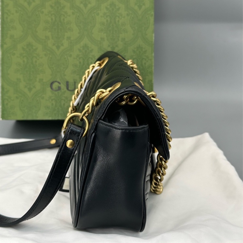 古馳 Gucci Marmont 馬蒙 黑色 小號絎縫女士肩背包  可單肩 可斜挎 可手提-2