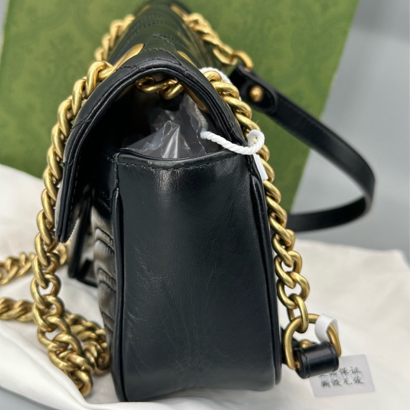 古馳 Gucci Marmont 馬蒙 黑色 小號絎縫女士肩背包  可單肩 可斜挎 可手提-3