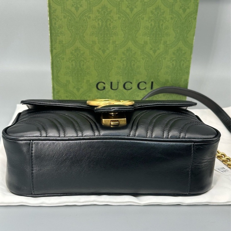 古馳 Gucci Marmont 馬蒙 黑色 小號絎縫女士肩背包  可單肩 可斜挎 可手提-5