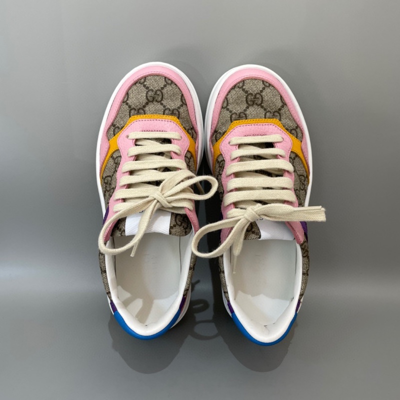 Gucci/古馳 餅乾鞋，GG時尚運動鞋，粉黃藍紫多色配色休閒板鞋，尺碼：36.5碼-5