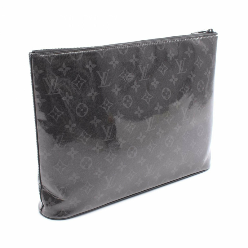 路易威登 Pochette Cosmos 手拿包，塗層帆布和皮革，Monogram Eclipse Glaze 圖案，男士，黑色，M63373-1