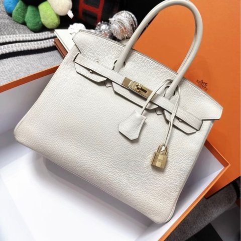 Hermes愛馬仕 birkin 30 奶昔白，金扣，X刻，togo皮，99新，配件有塵袋