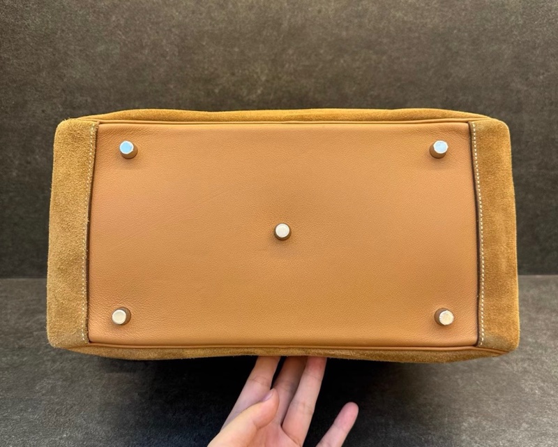 Hermes Lindy 34泰迪熊金棕銀扣單肩包,swift皮拼麂皮,T刻-5