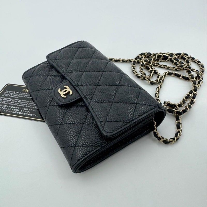 Chanel 2018 Caviar Leather Classic Flap Wallet on Chain-1