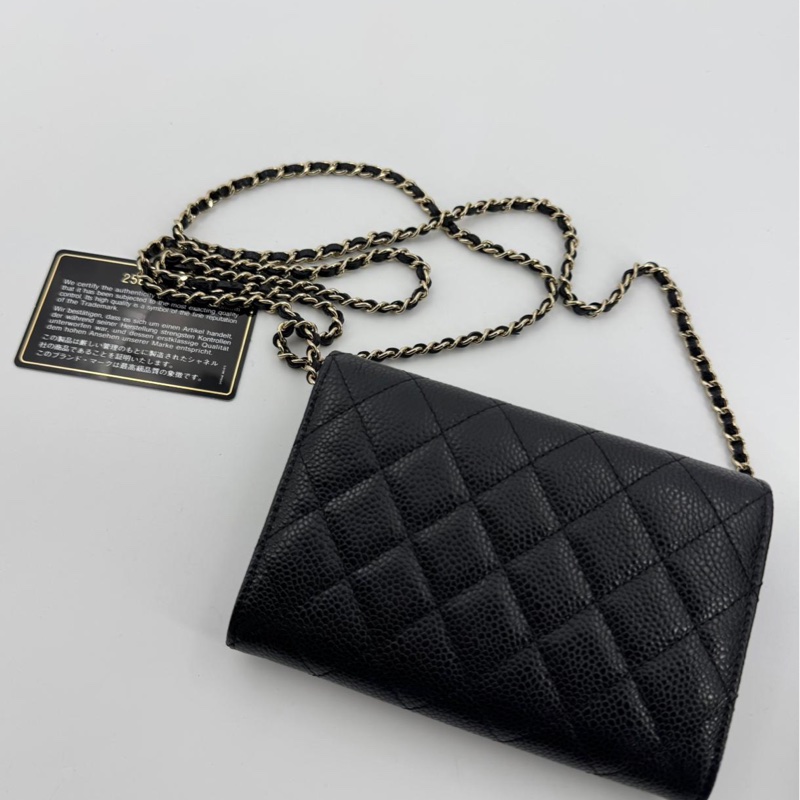 Chanel 2018 Caviar Leather Classic Flap Wallet on Chain-3