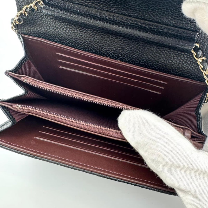 Chanel 2018 Caviar Leather Classic Flap Wallet on Chain-7