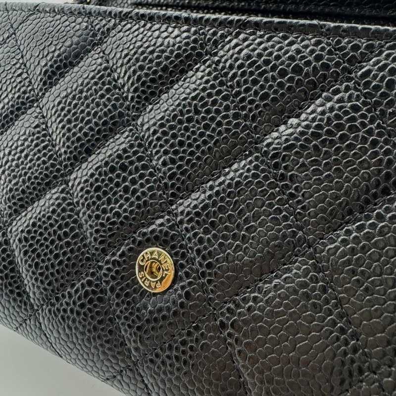 Chanel 2018 Caviar Leather Classic Flap Wallet on Chain-10