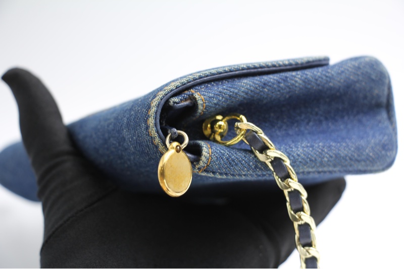 Chanel Blue Denim Coco Cosmetic Pouch Makeup Case Pouch-4