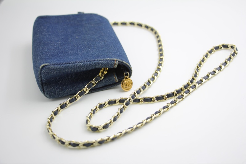 Chanel Blue Denim Coco Cosmetic Pouch Makeup Case Pouch-6