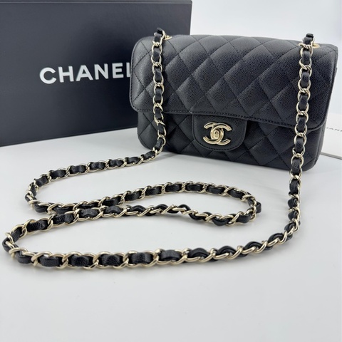 Chanel 2017 Caviar Leather Mini Classic Flap Bag