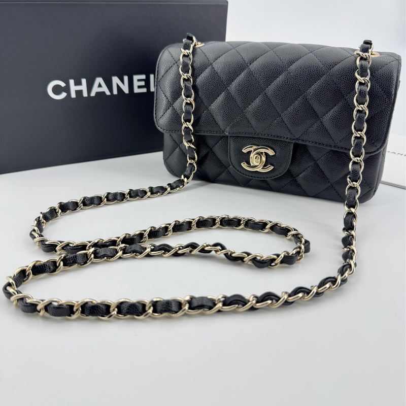 Chanel 2017 Caviar Leather Mini Classic Flap Bag-0