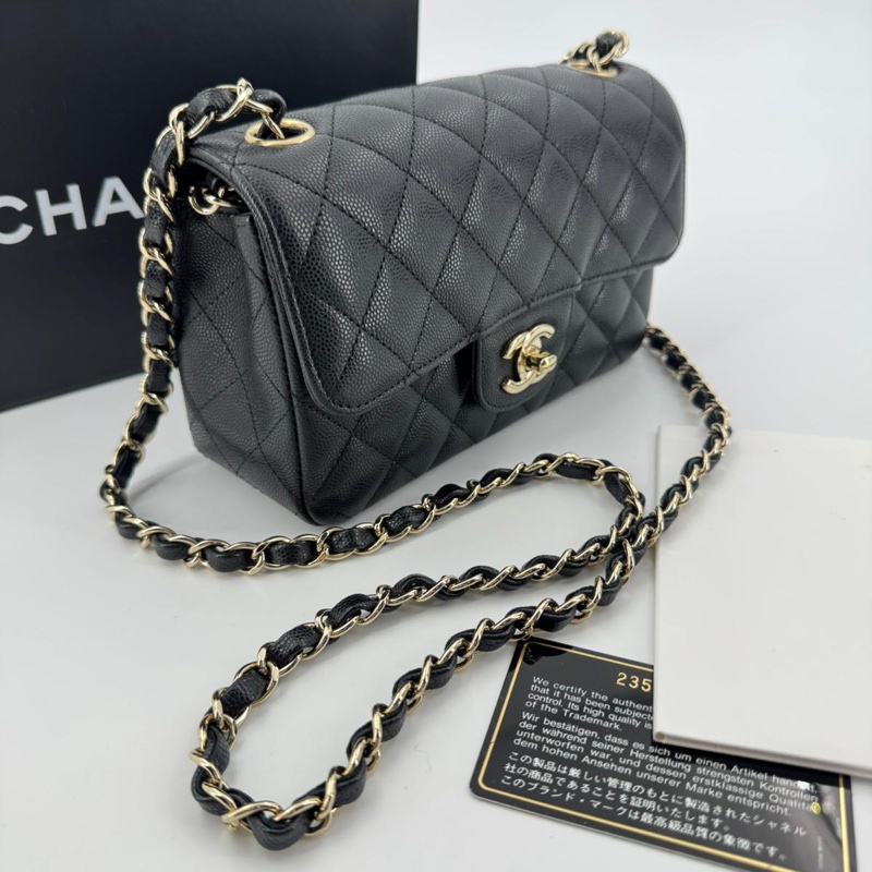 Chanel 2017 Caviar Leather Mini Classic Flap Bag-2