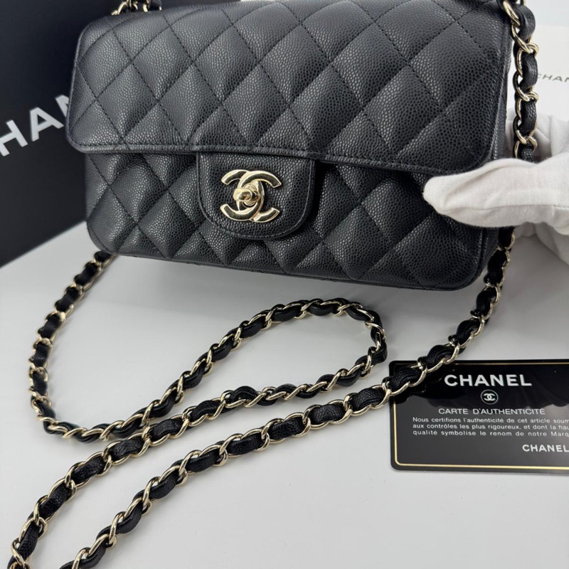 Chanel 2017 Caviar Leather Mini Classic Flap Bag-5