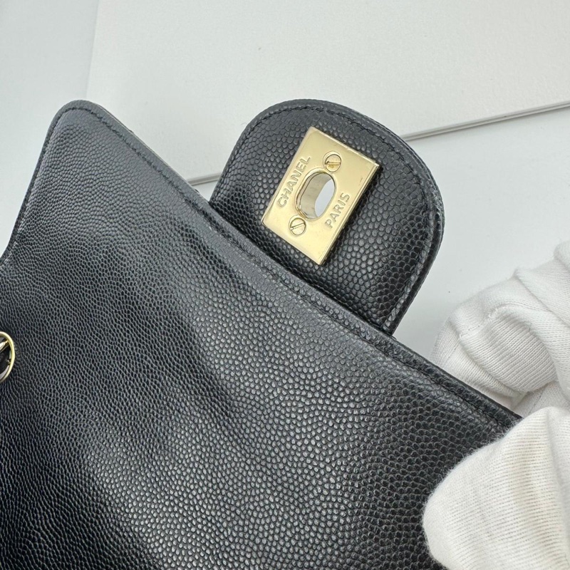 Chanel 2017 Caviar Leather Mini Classic Flap Bag-7