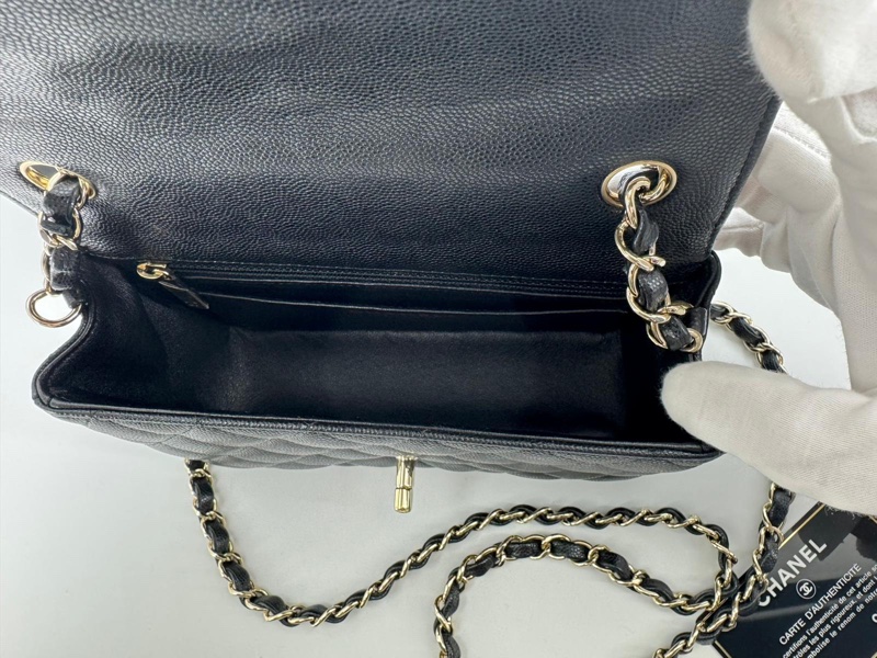 Chanel 2017 Caviar Leather Mini Classic Flap Bag-8