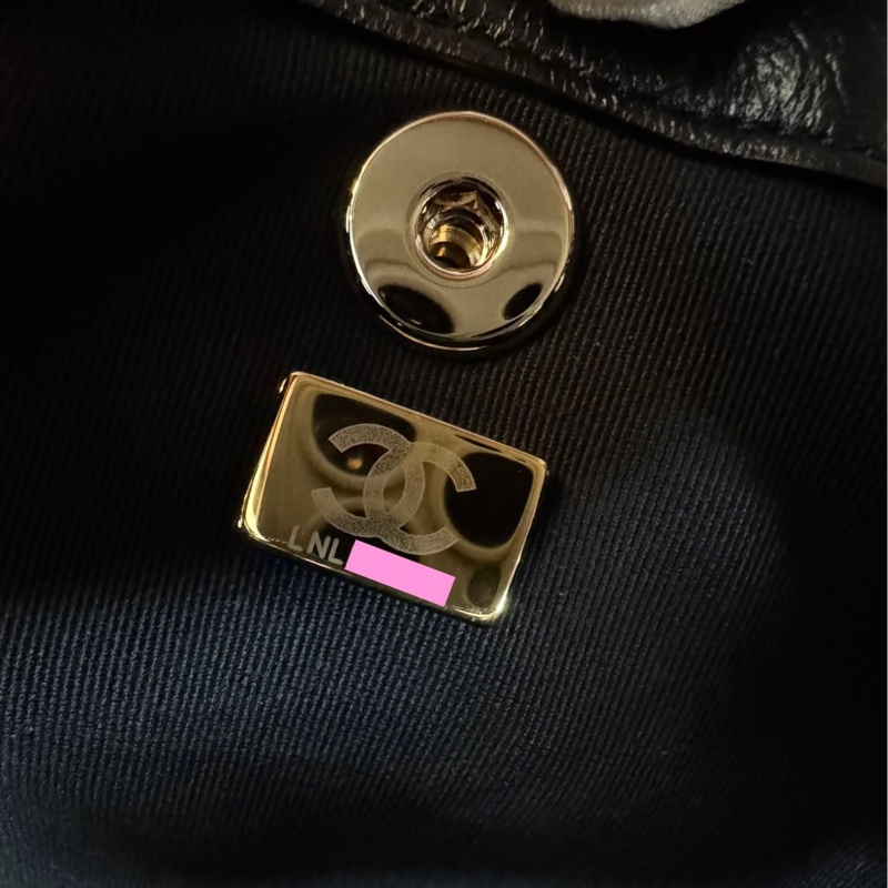 Chanel 22C Shiny Calfskin Black Quilted Small Duma Pockets Drawstring Backpack-17