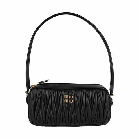 MIU MIU Matera C 納帕皮革肩背包 黑色 印記：5NE024 AFPP F0002