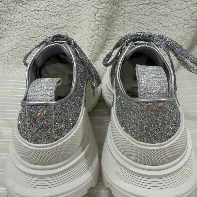Alexander McQueen tread slick銀色亮片厚底鞋 37號 98新配件塵袋-3