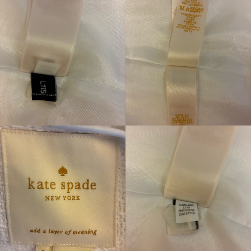 Kate Spade NJMU4835 經典立體蝴蝶結 100%純棉粗花呢大衣外套 珍珠白 小香風 US6號-16