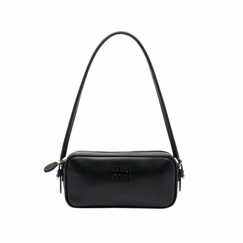 MIU MIU 26SS Logo 皮革肩背包 黑色 5NE024 AF8W F0002
