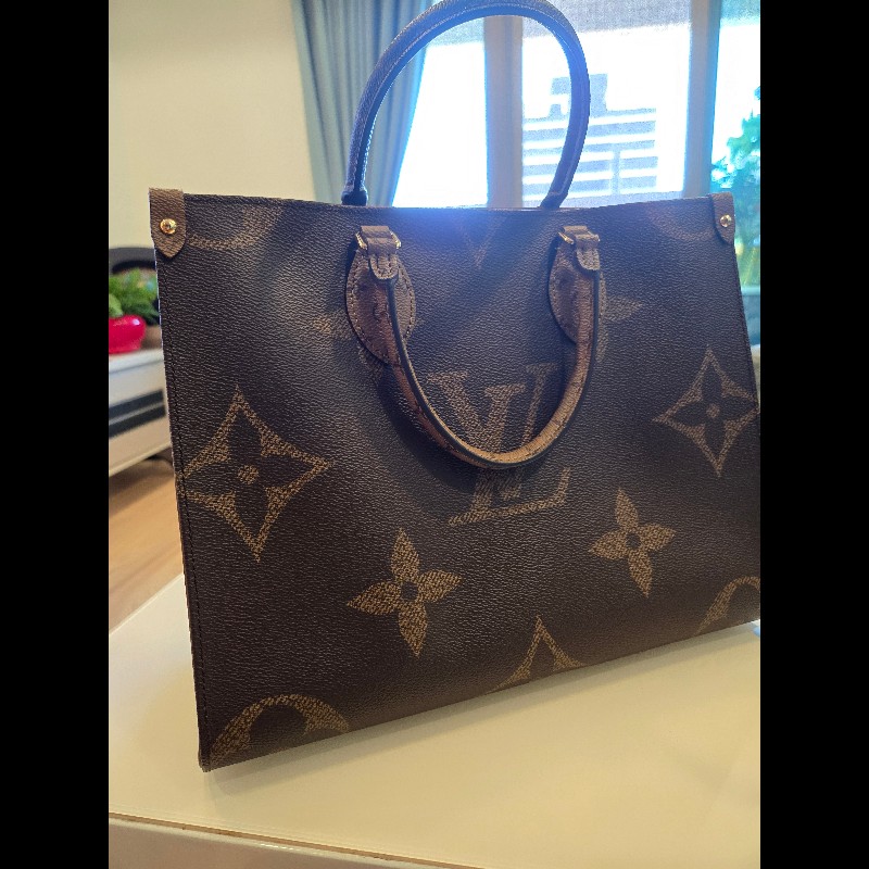 Louis Vuitton Onthego MM 帆布印花手提肩背包(焦糖x卡其棕)-2