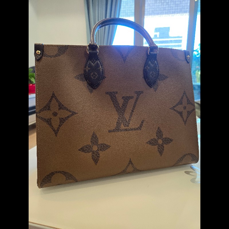 Louis Vuitton Onthego MM 帆布印花手提肩背包(焦糖x卡其棕)-8