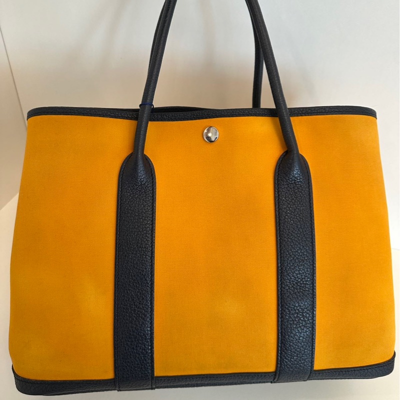 Hermes Garden Party 花園包 36 姜黄色拼深藍-1