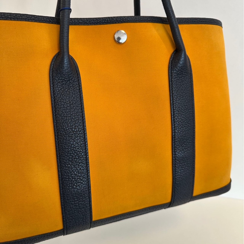 Hermes Garden Party 花園包 36 姜黄色拼深藍-2